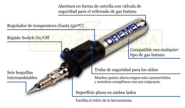 Soldador / Pirograbador a Gas Butano VERSATIP 2000 DREMEL – BULPLUS