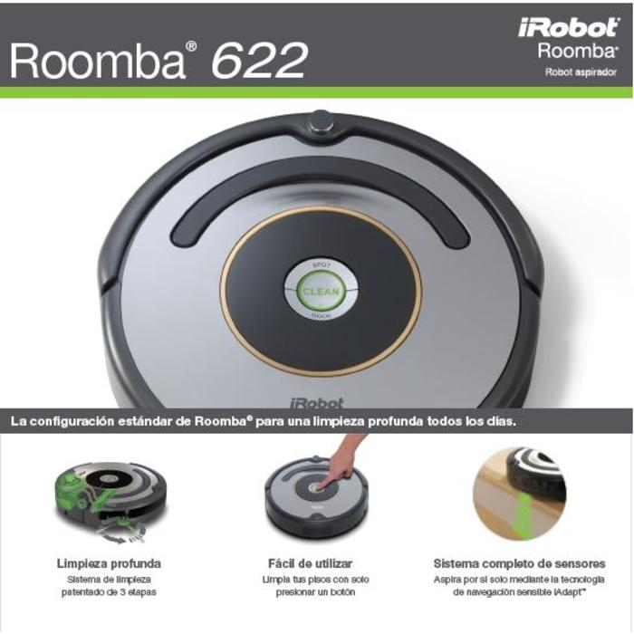 Aspiradora robot iRobot 600 Roomba 622 gris 240V
