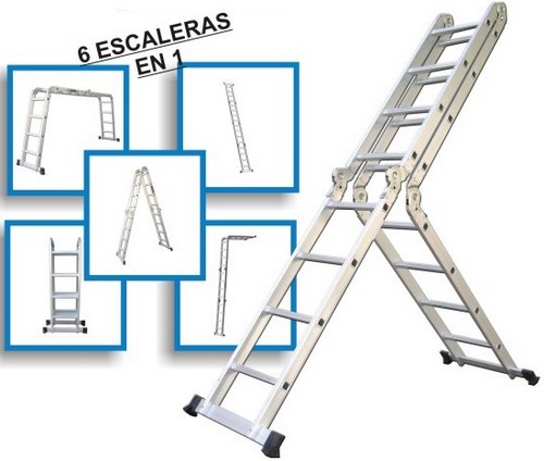 Todoferreteria - Escalera 5X4 Plegable Articulada de Aluminio 20 Escalones